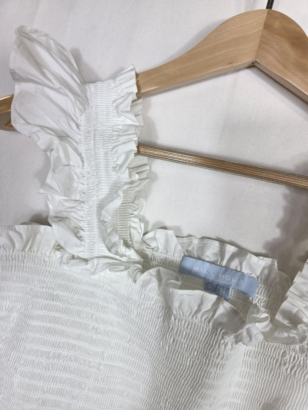 Hill House The Paz nap White Smocked Ruffle Peplum Top - Picture 8 of 11